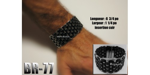 Br-077, Bracelet  acier inoxidable « stainless steel » et cuir